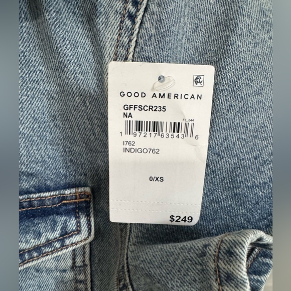 GOOD AMERICAN DENIM CARGO JUMPSUIT IN INDIGO SIZE XS - Picture 10 of 16